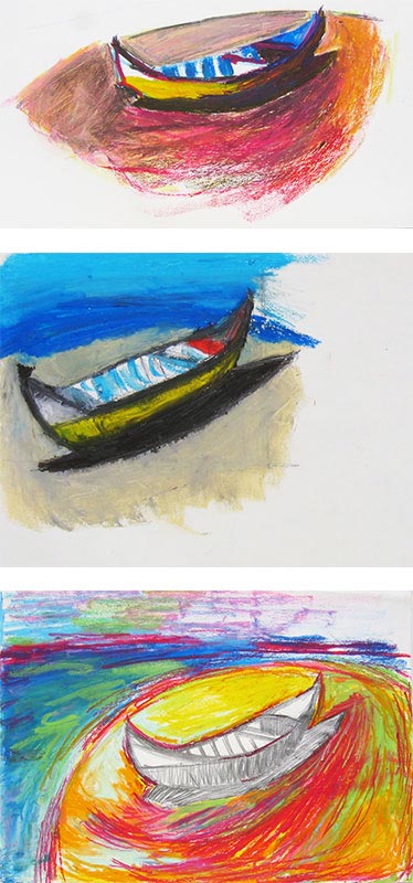 2006 Portugal -les barques- (pastel gras sur papier 42x27cm)